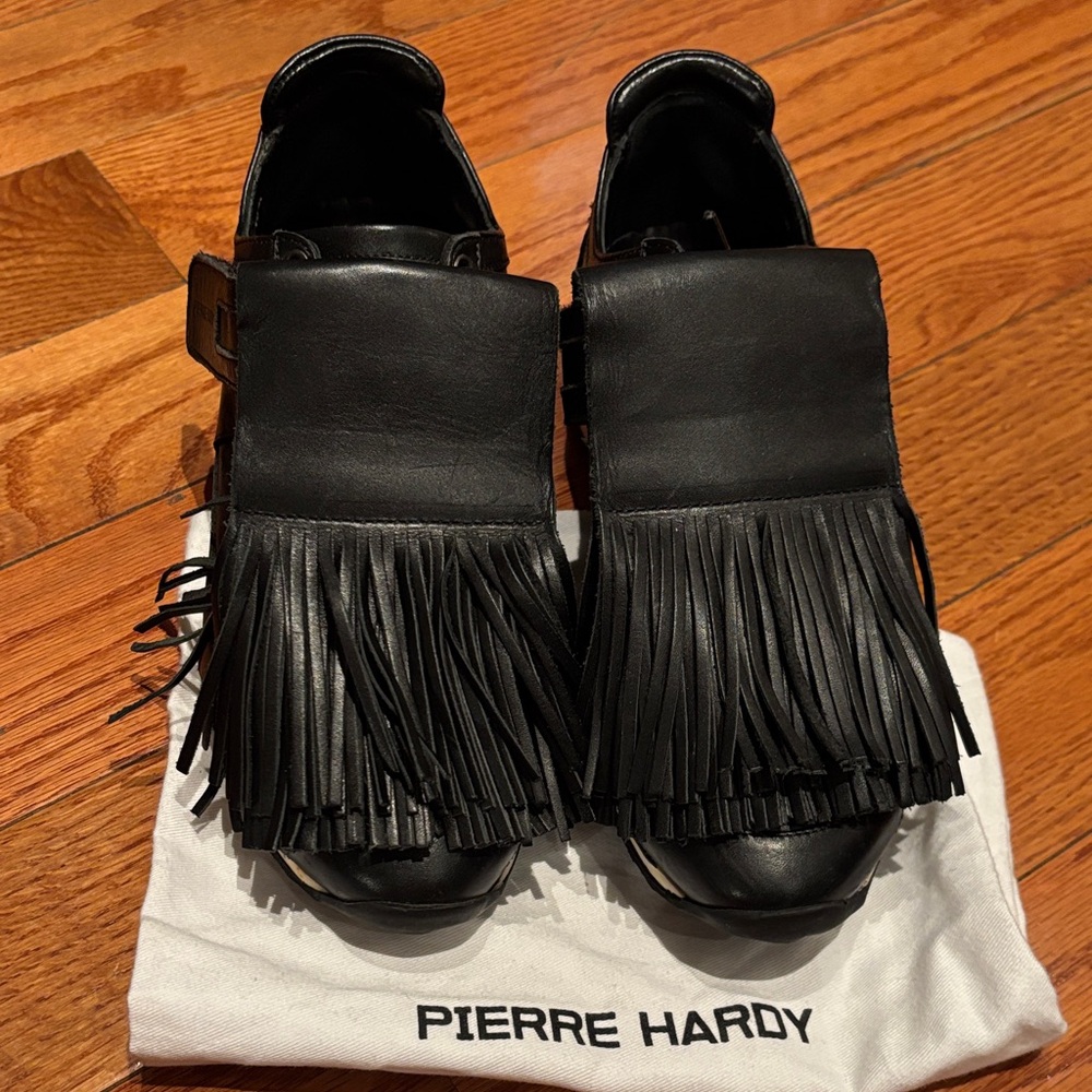 Pierre Hardy Black Leather Fringe Shoes